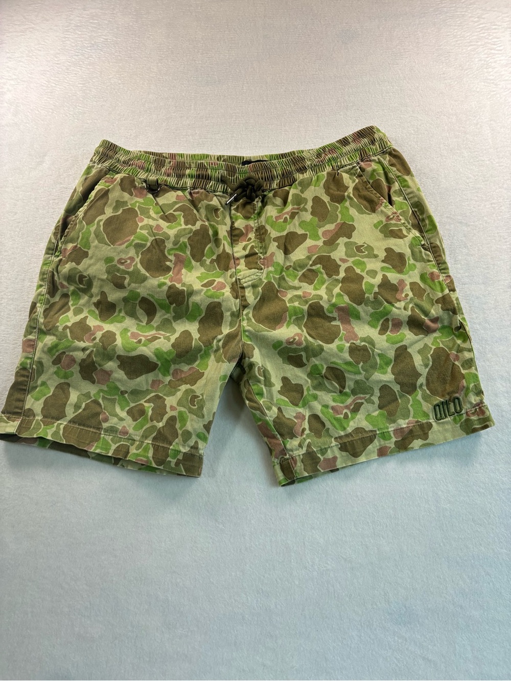 Limited Edition Qilo Camouflage Drawstring Shorts - Green Camo